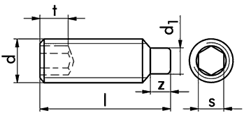 DIN 915 Hex Socket Set Screw With Dog Point drawing